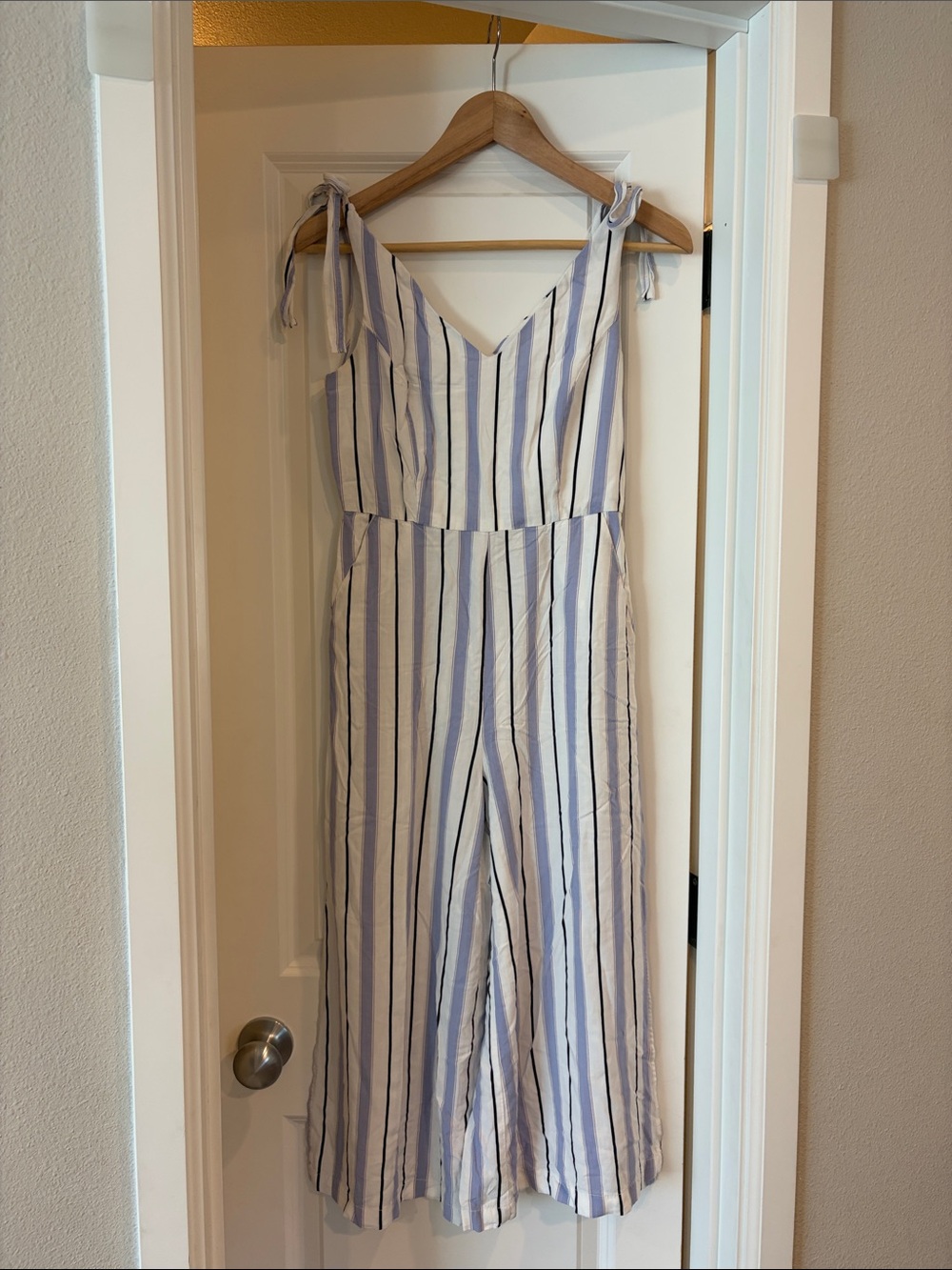 Romeo & Juliet Couture White Top with Navy Stripe